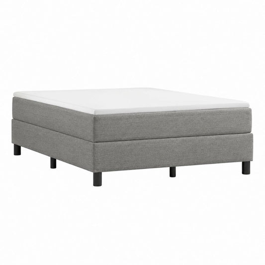 Lit boxspring 160 x 200 cm gris en polyester avec matelas en mousse blanche