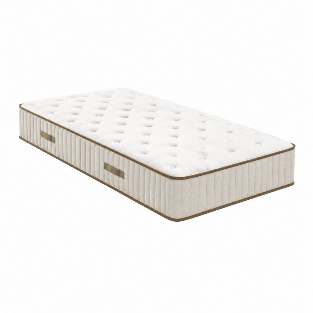 Matelas à ressorts ensachés blanc et beige 160 x 200 cm hauteur 25 cm